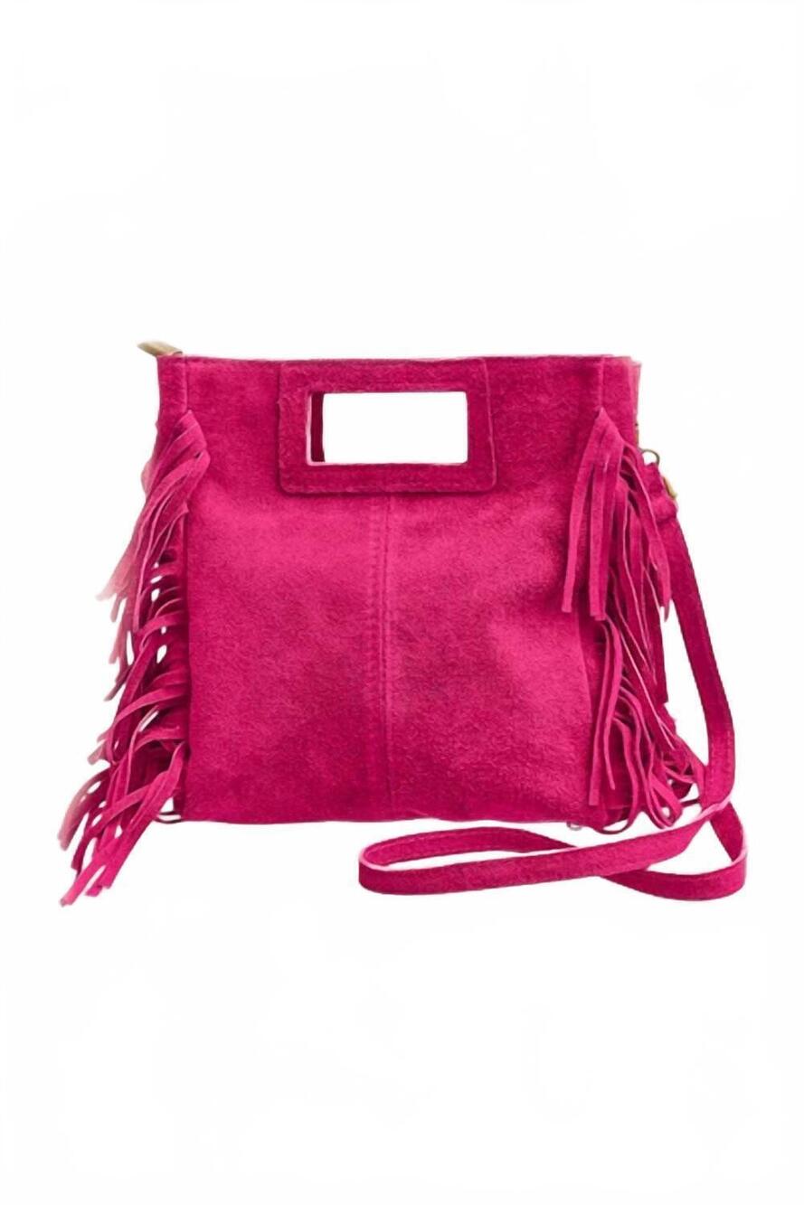 NEW DEBBIE KATZ women's crissy fringed bag in fuchsia